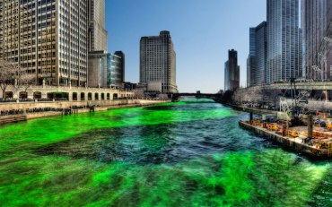 Green Chicago River on Saint Patricks Day